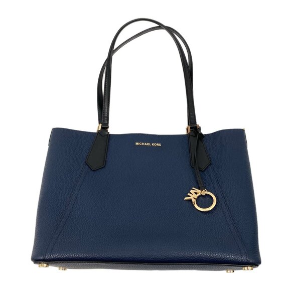 Michael Kors Blue Black Leather Shoulder Bag | Classic Style - Picture 1 of 9
